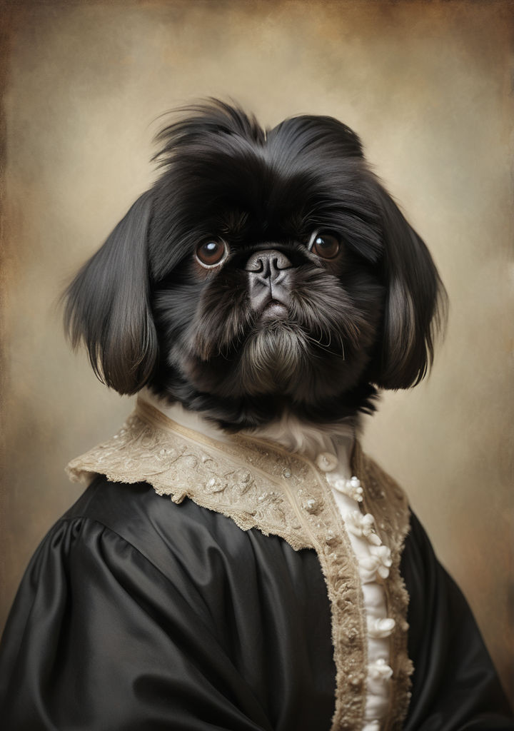 Portrait of an all-black shih tzu dog by Grazi Salvatori - Playground