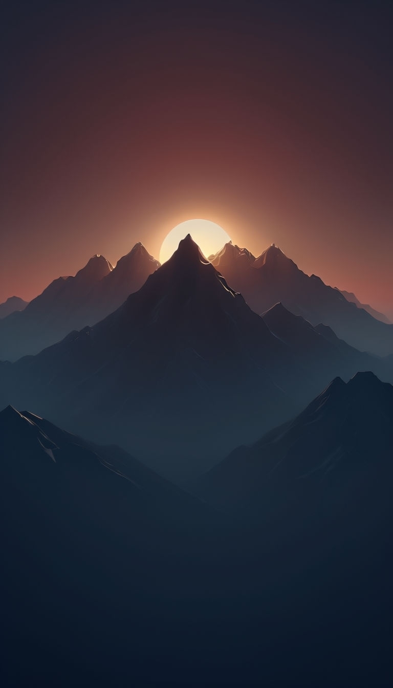 Majestic Mountain Range at Sunset Digital Art Mobile Wallpaper