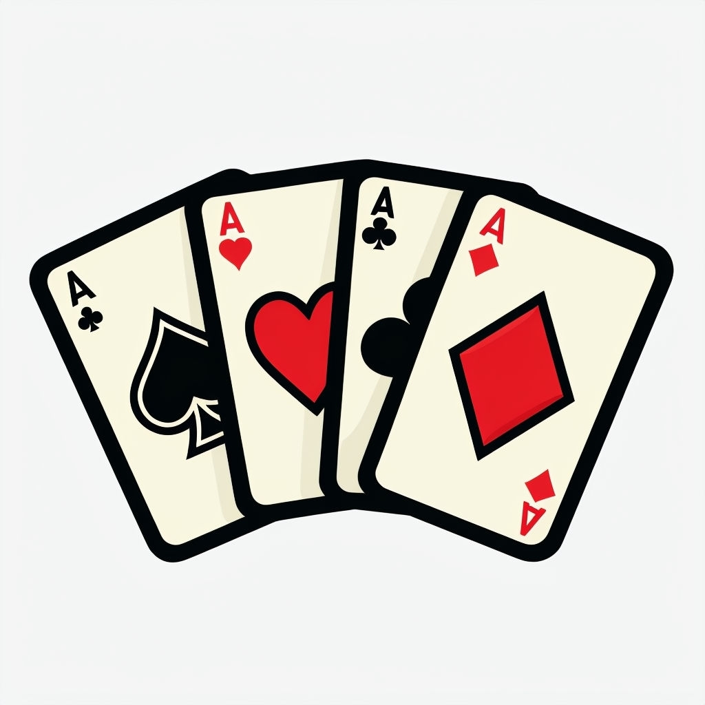 Flat Icon Style Ace Playing Cards Illustration Sticker