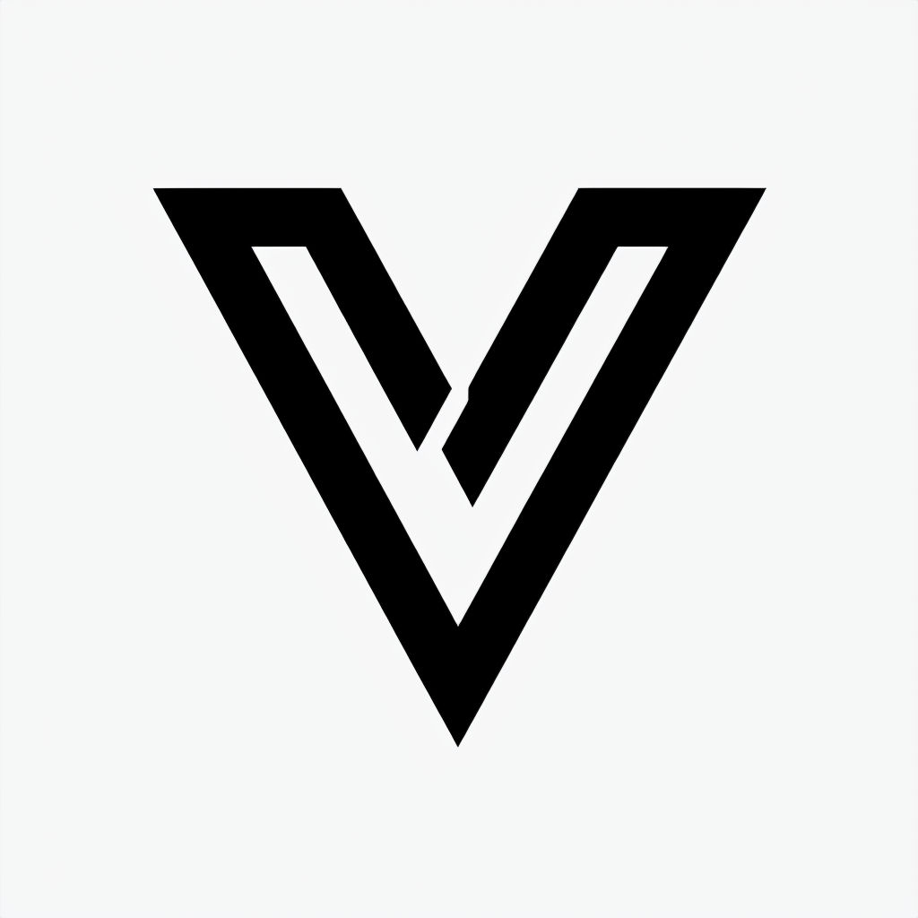 Minimalist Geometric Black V Logo Design Monogram
