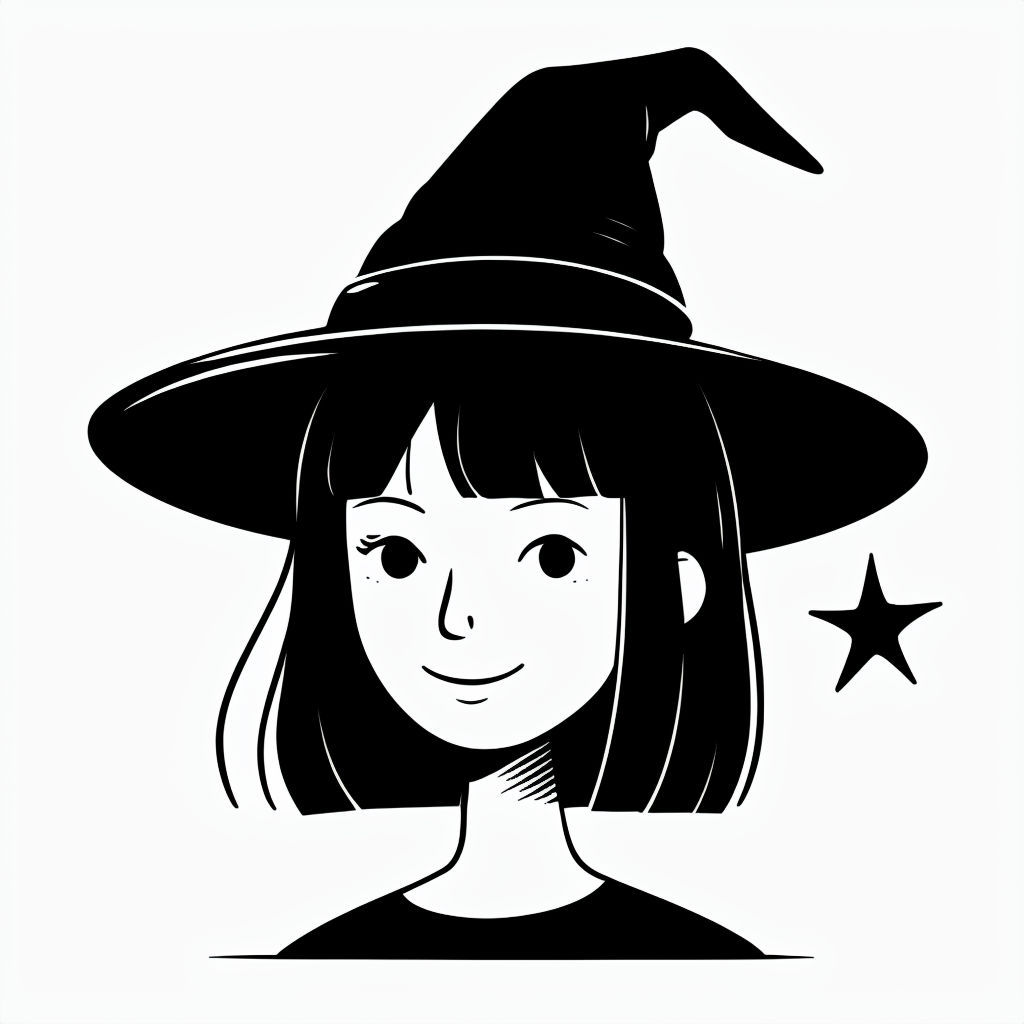 Minimalist Witch Hat Cartoon Woman Illustration Mug