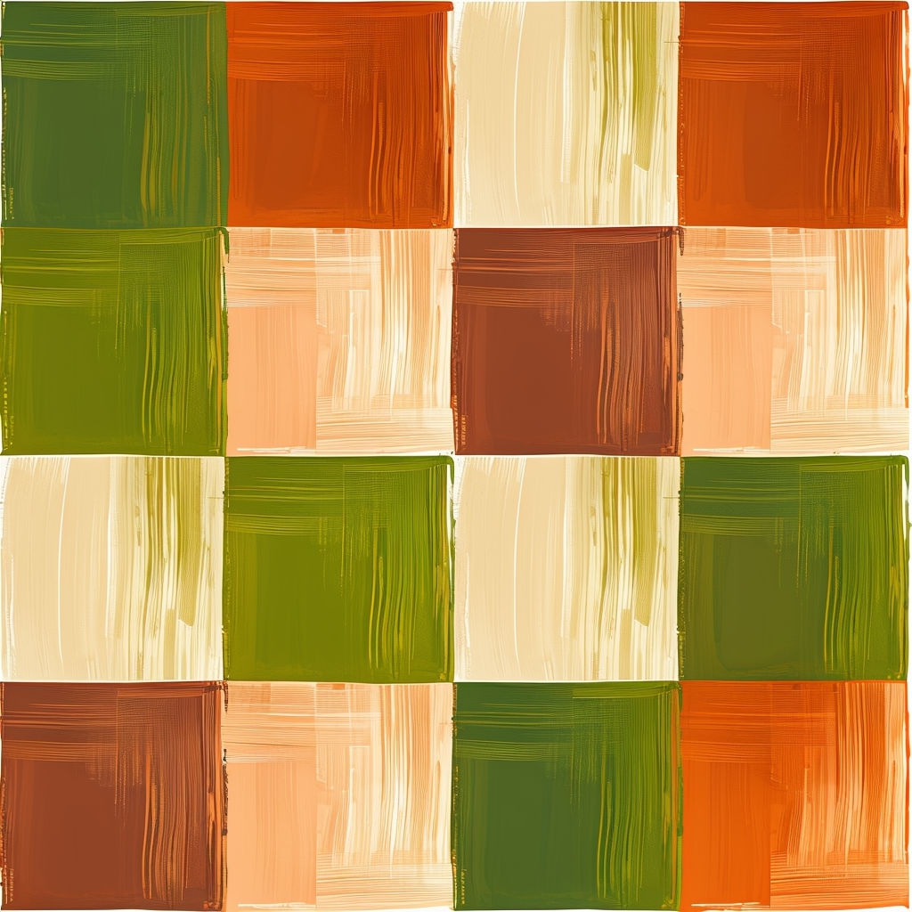 Vibrant Abstract Checkered Pattern with Earthy Colors Seamless Pattern