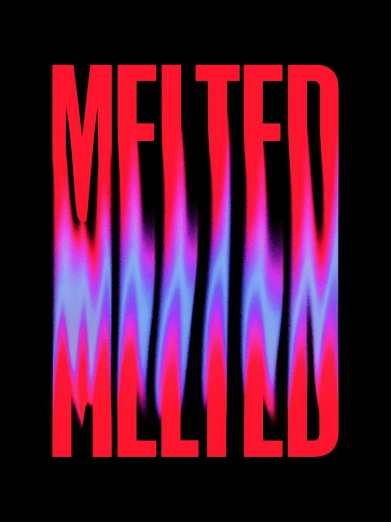 Psychedelic Melted Text Art with Colorful Waves Poster