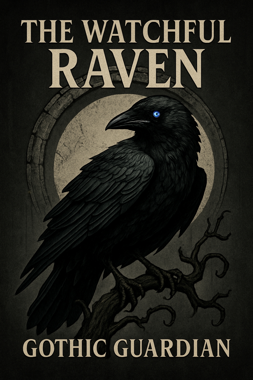 The Watchful Raven Gothic Book Cover with Striking Crow Illustration EBook Cover