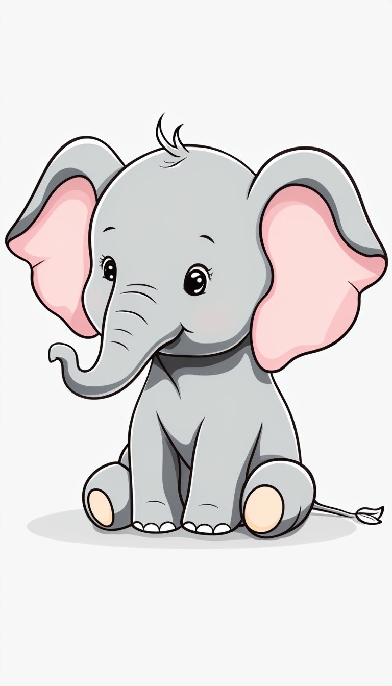 Adorable Baby Elephant Cartoon Illustration for Phone Case Cover