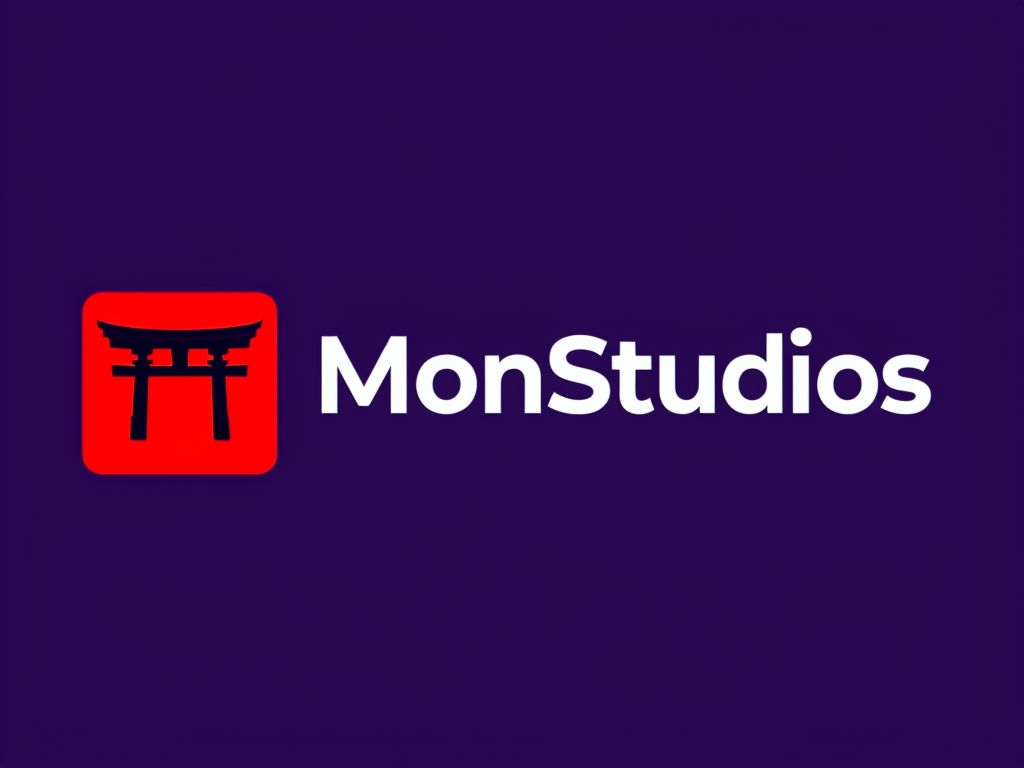 Modern Minimalist MonStudios Logo with Torii Gate Icon