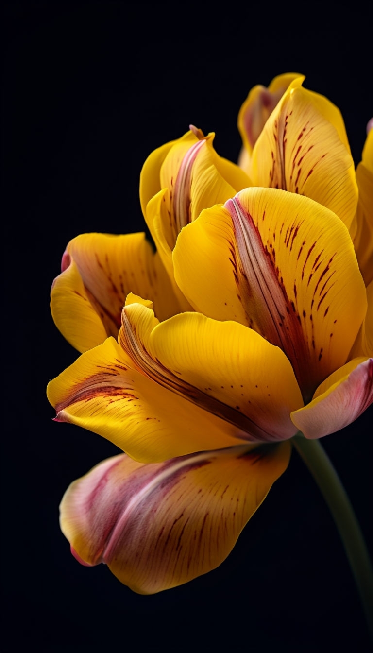 Vibrant Yellow Flower Macro Photography on Black Background Mobile Wallpaper