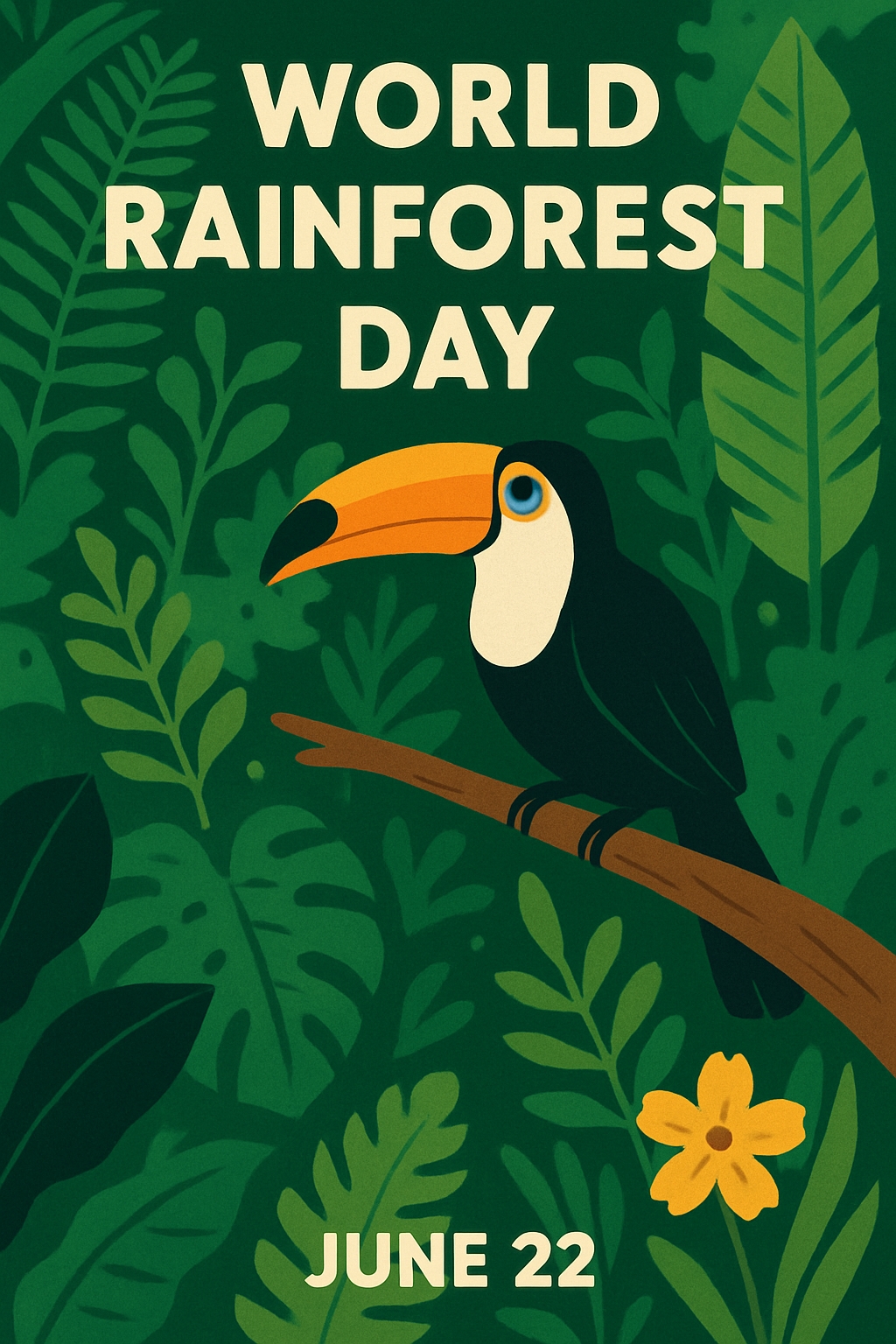 World Rainforest Day Celebration with Tropical Foliage Poster
