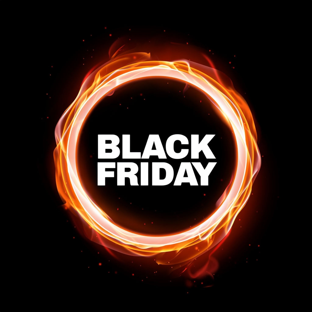 Dynamic Black Friday Promotional Fire Ring Advertisement Logo