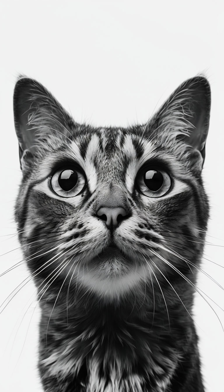 Intricate Black and White Cat Face Photography Mobile Wallpaper