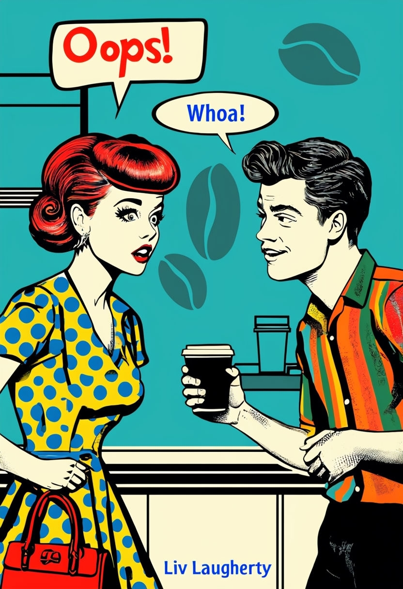 Pop Art Style Coffee Catastrophe Book Cover Illustration EBook Cover