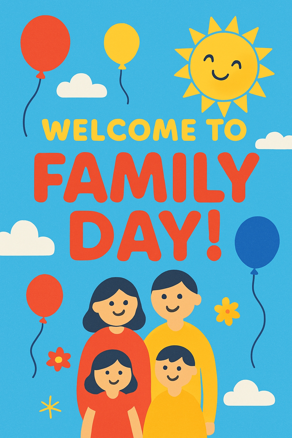 Cheerful Family Day Celebration Illustration Event Sign