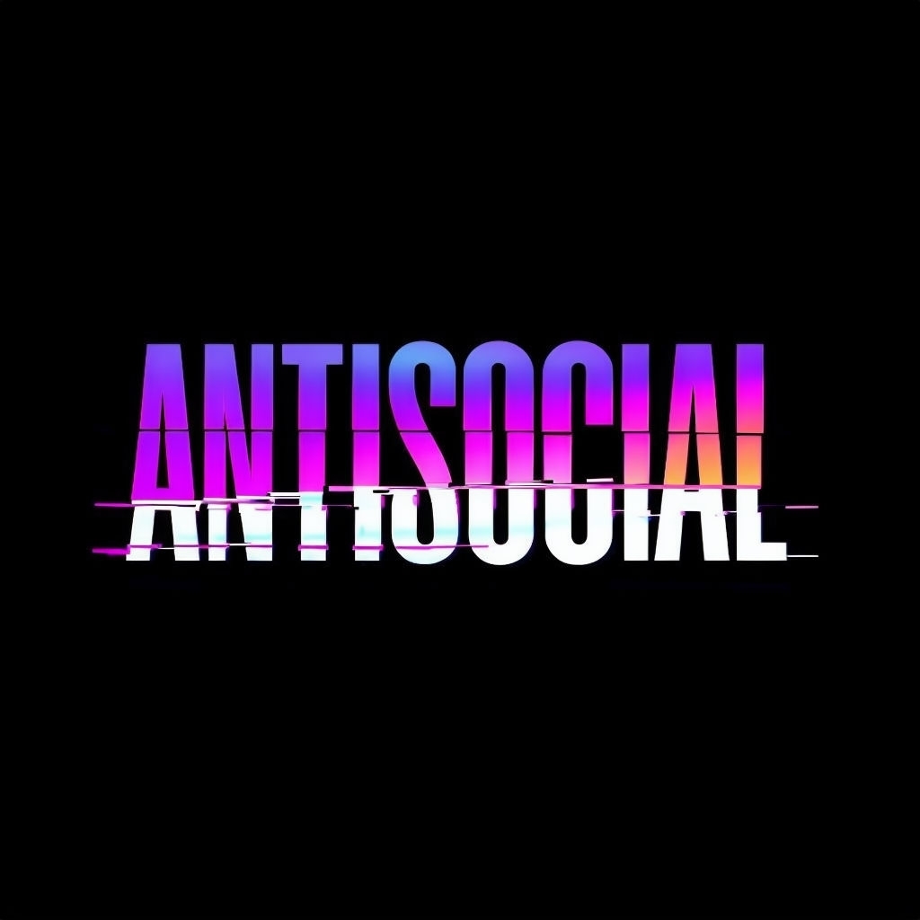 Bold Neon Antisocial Glitch Art T-Shirt