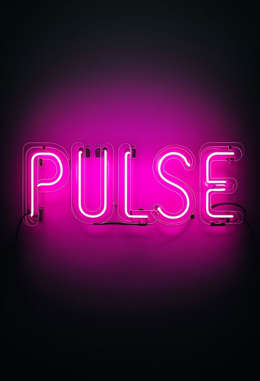 Hyperrealistic Neon Sign Illustration of the Word PULSE Poster