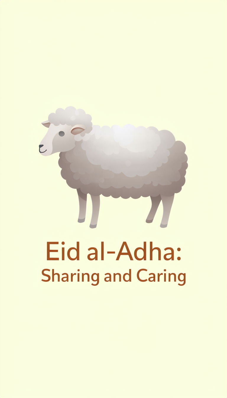 Elegant Eid al-Adha Sheep Graphic with Compassionate Message Poster