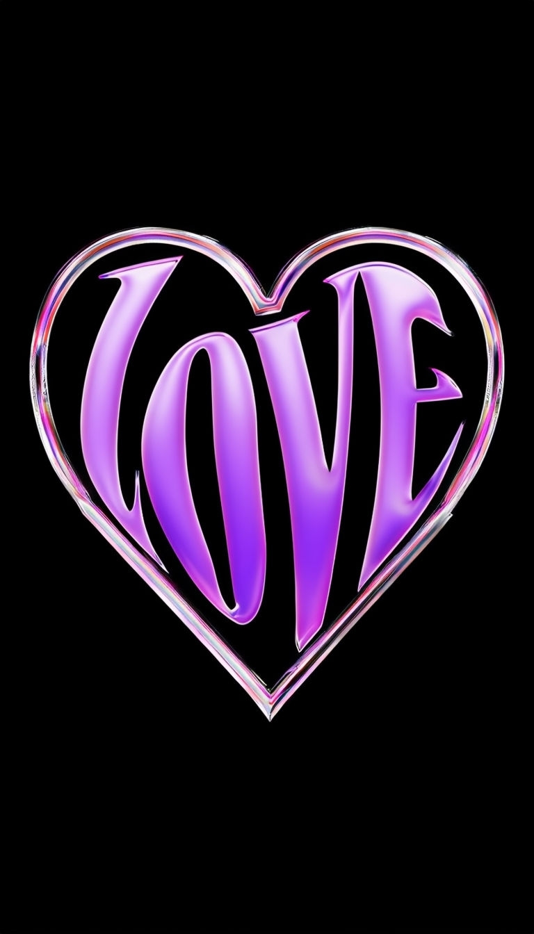 Futuristic LOVE Heart Design with Glossy Gradient T-Shirt