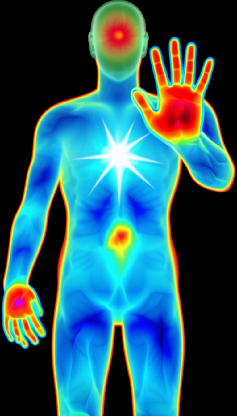 Colorful Abstract Thermal Imaging Human Figure Mobile Wallpaper