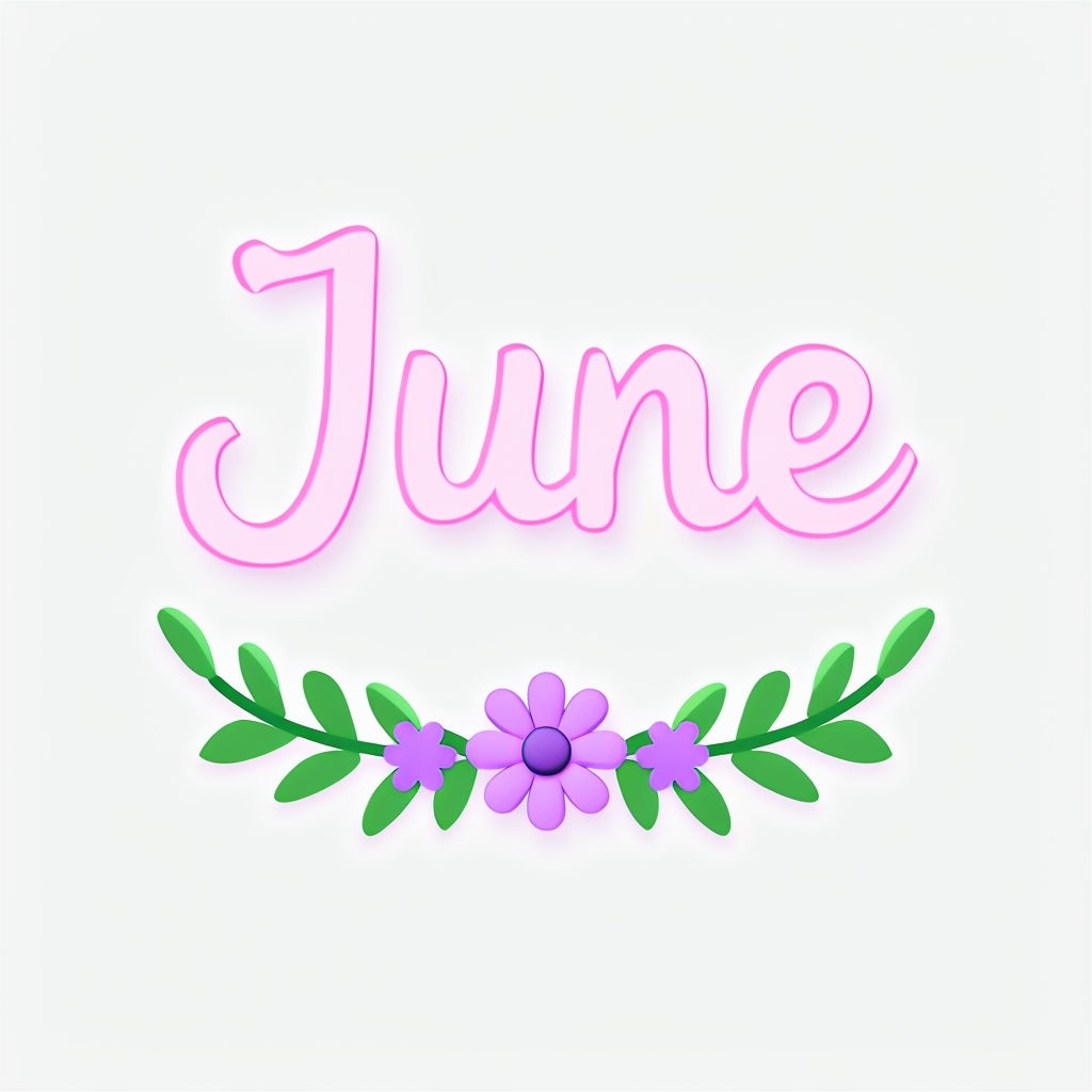 Elegant Pink June Floral Wreath Monogram Design