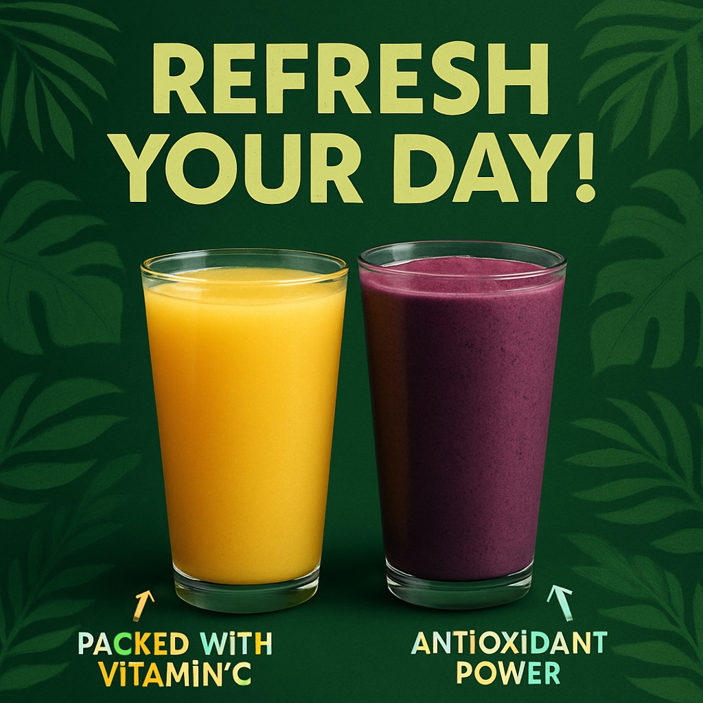 Vibrant Refresh Your Day Beverage Advertisement Design Ads