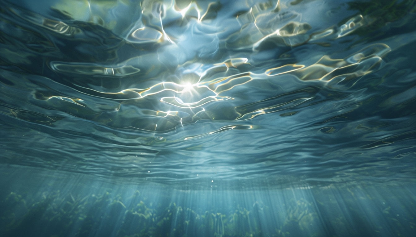 Tranquil Underwater View with Sunlight Reflections Virtual Background
