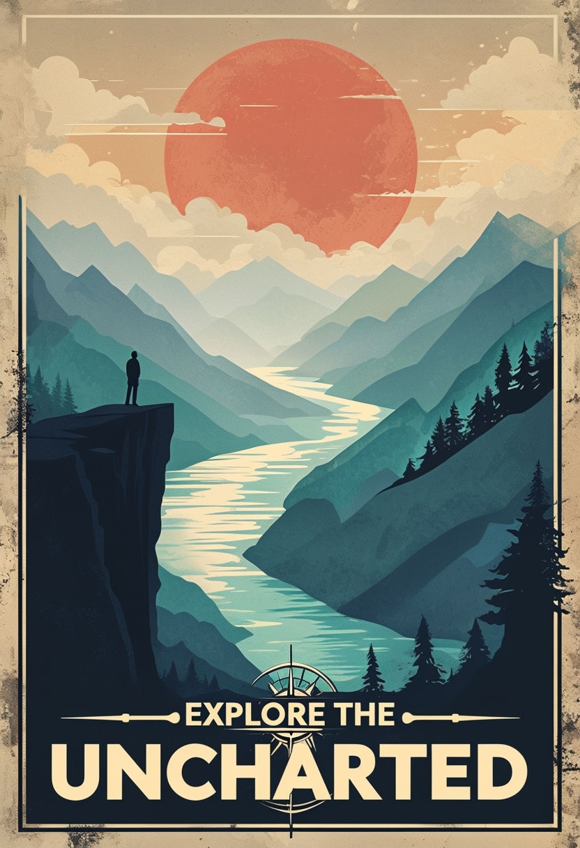 Retro Adventure Explore the Uncharted Travel Poster