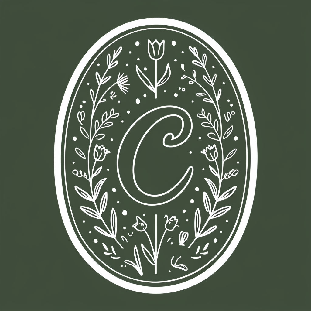 Elegant Botanical 'C' Logo with Floral Elements