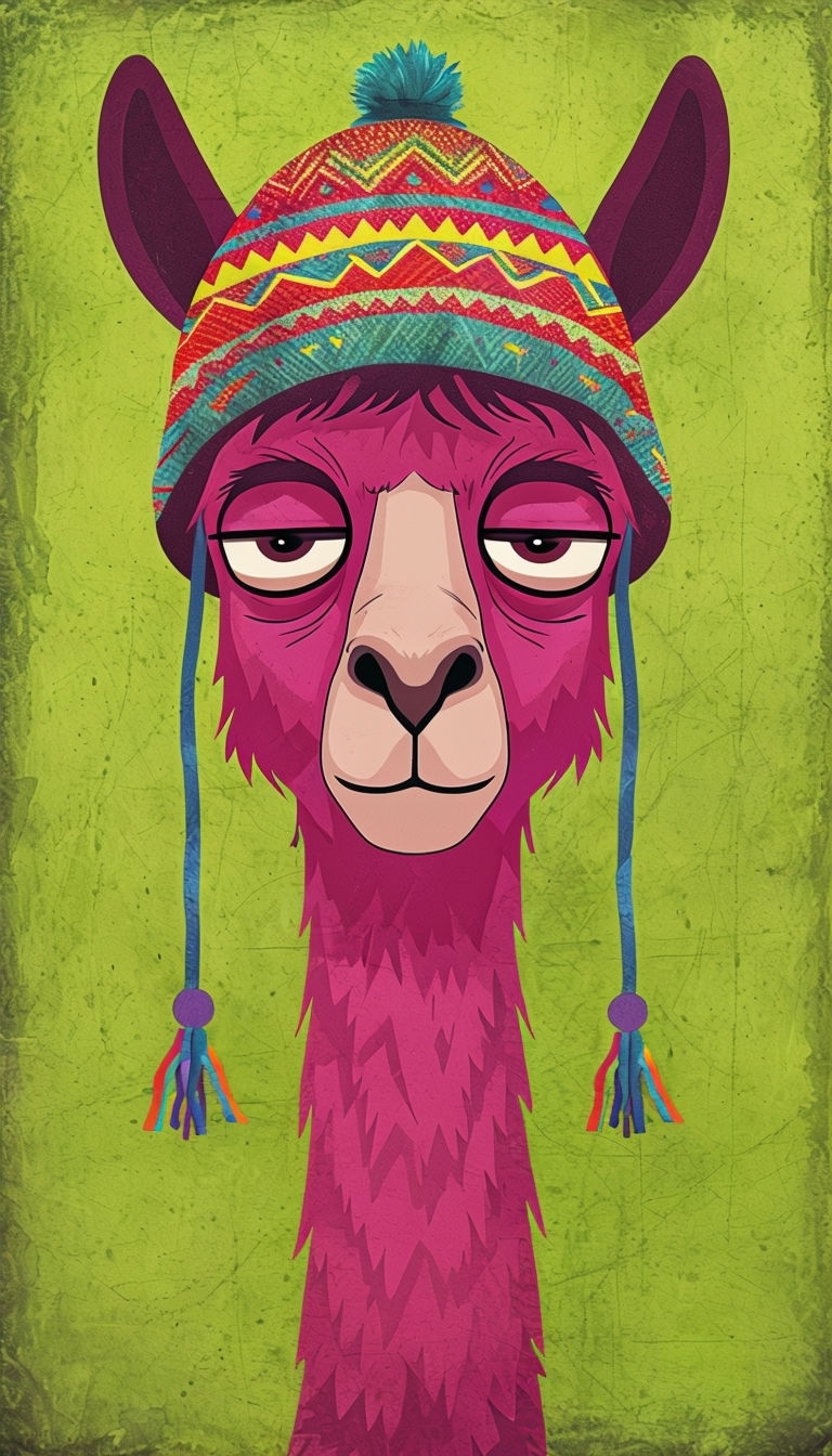 Whimsical Cartoon Llama Character Illustration Phone Case Cover