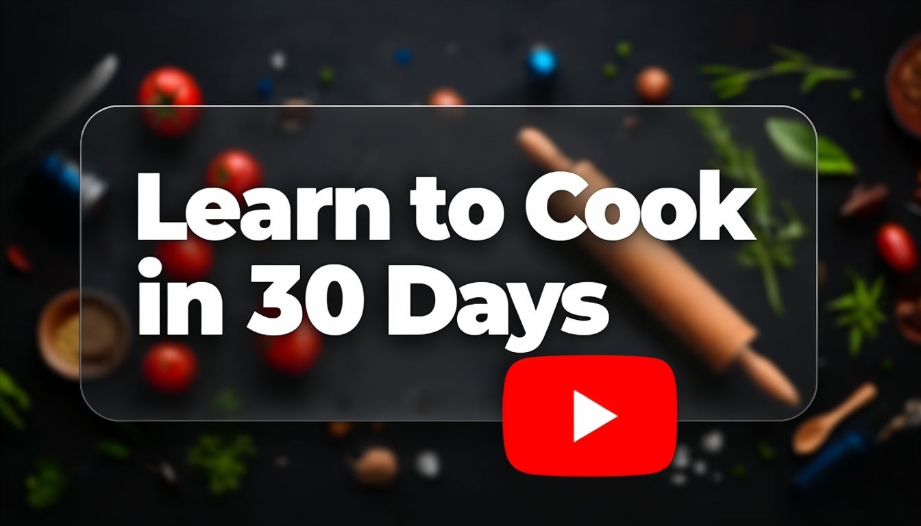 Learn to Cook in 30 Days Video Tutorial Banner Social Media Post