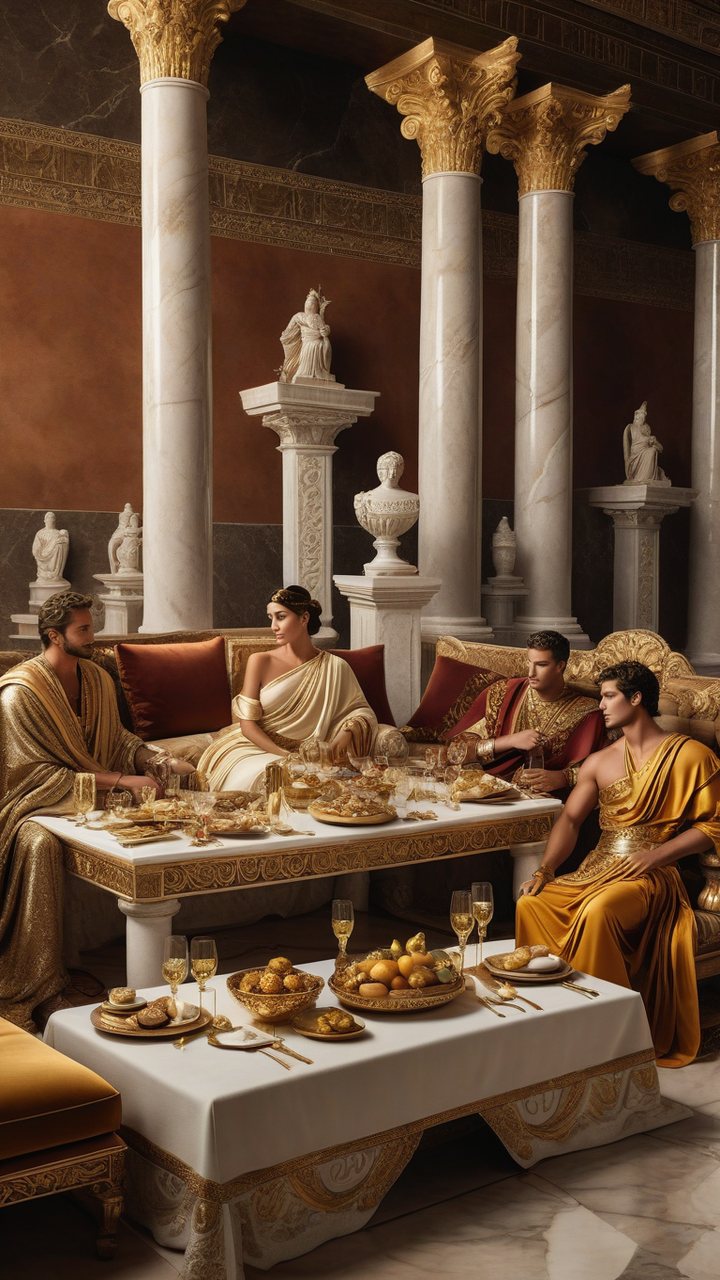 Digital render of ancient Roman nobility reclining in opulen... by 최성호 ...