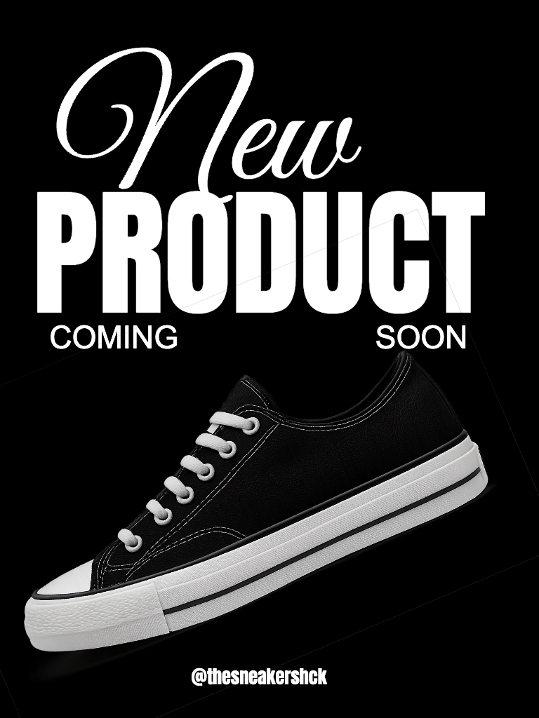 Promotional Black Low-Top Sneaker Advertisement Flyer