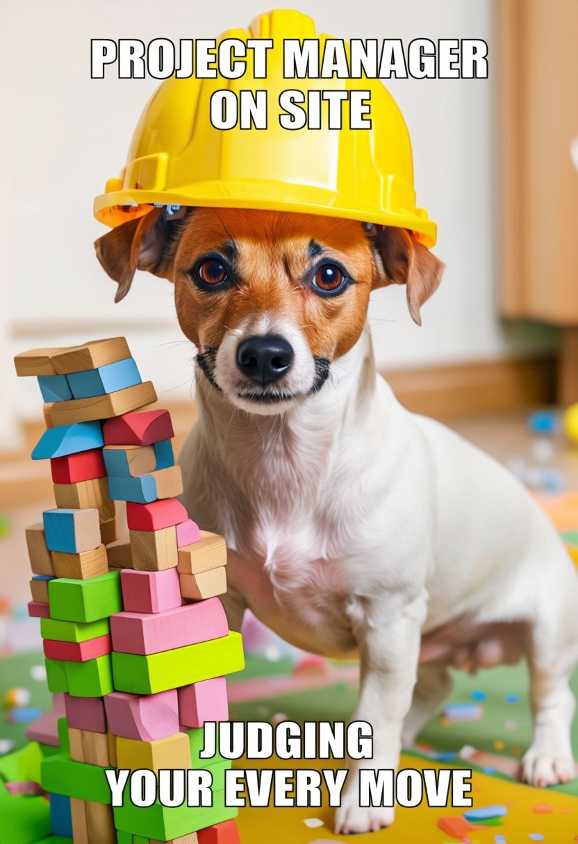 Determined Jack Russell Terrier Project Manager Meme in Playroom