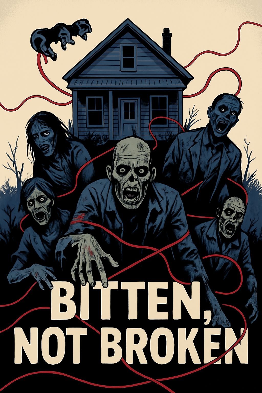 Terrifying Zombies Emerging from Shadows Horror Art Poster