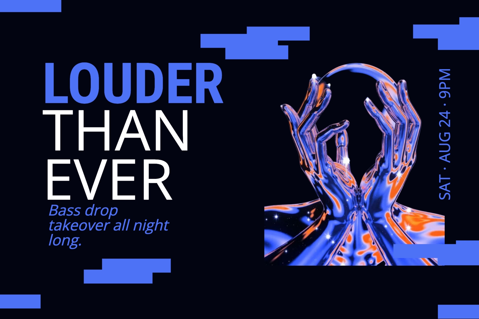 Futuristic Event Poster with Abstract Metallic Hands Design Banner