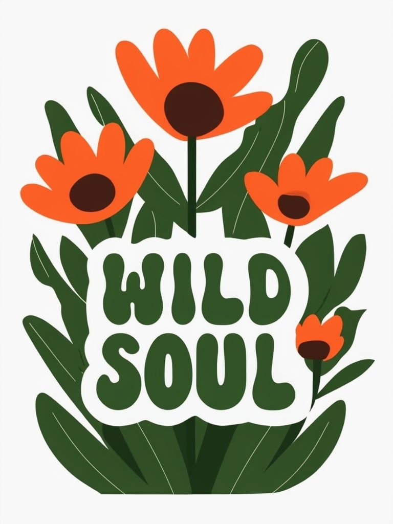 Cheerful Wild Soul Floral Minimalist Design Sticker