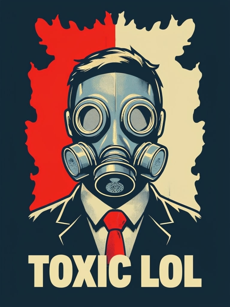 Stylized Gas Mask Figure with Dystopian Themes T-Shirt