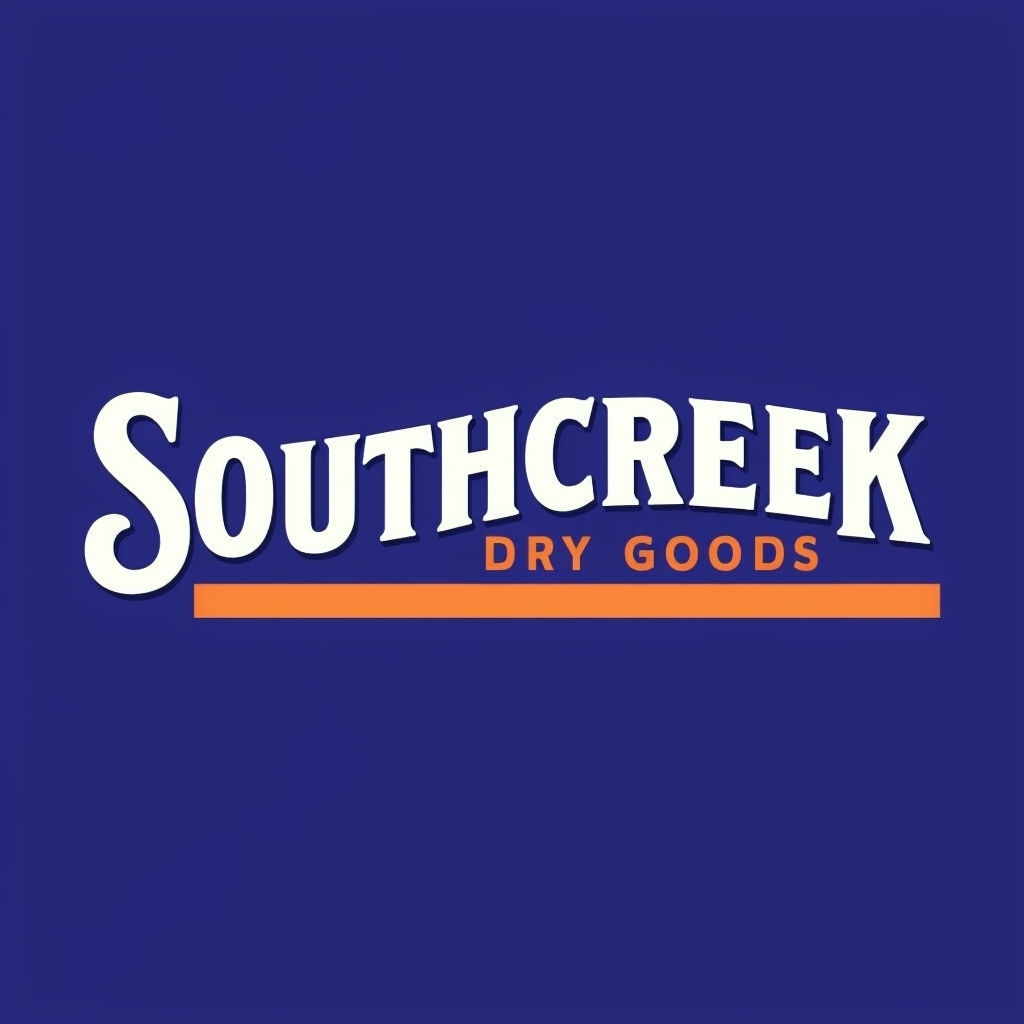 Southcreek Dry Goods Bold Outdoor Logo Design in Cobalt Blue