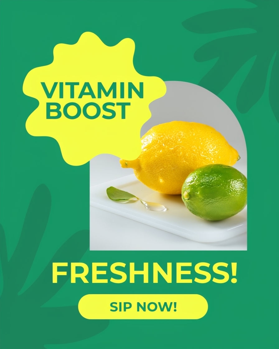Fresh Vibrant Vitamin Boost Lemon Lime Advertisement Poster