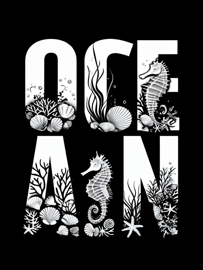 Ocean Marine Life Silhouette Modern T-Shirt Design