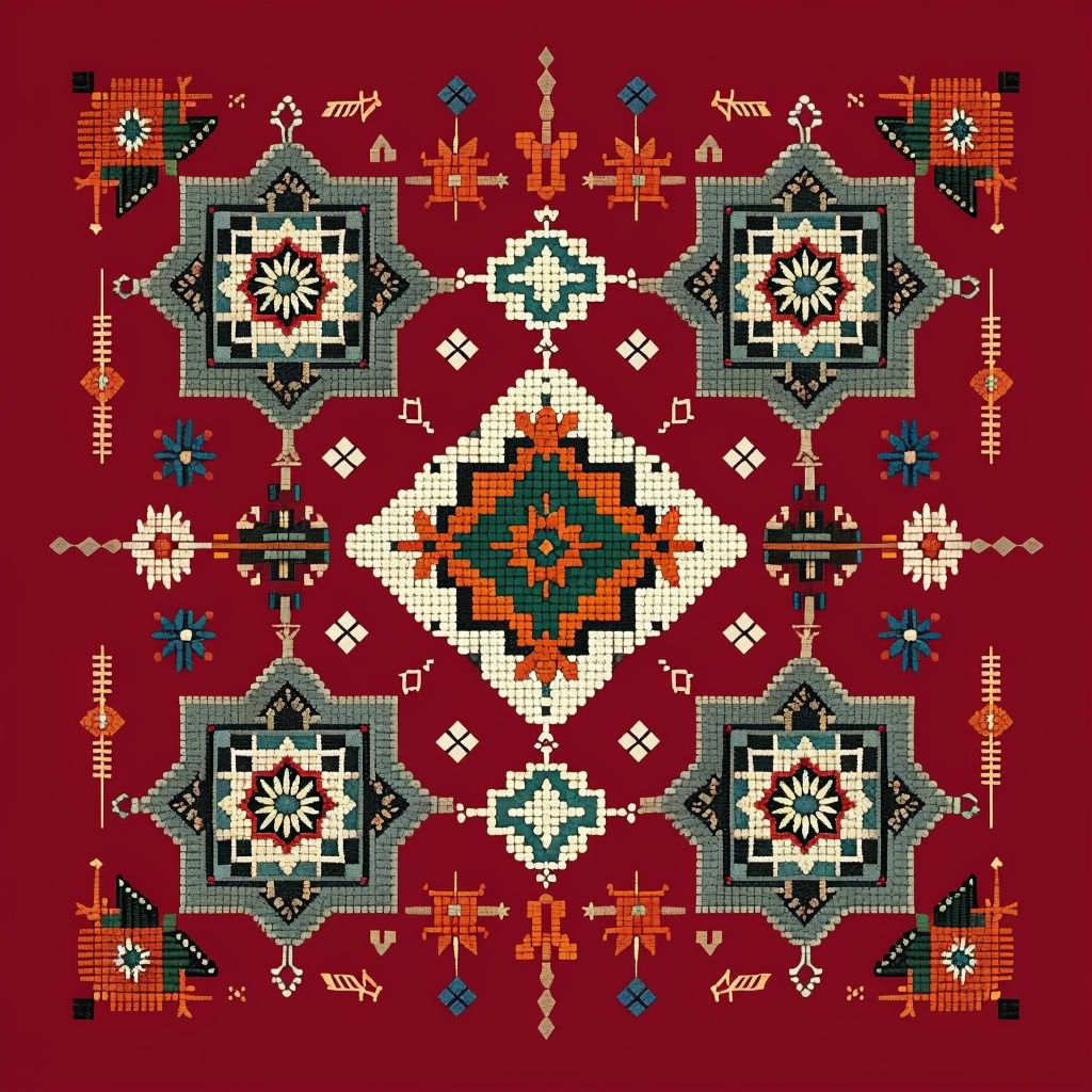 Ornate Deep Red Turkish Textile Pattern Seamless Design