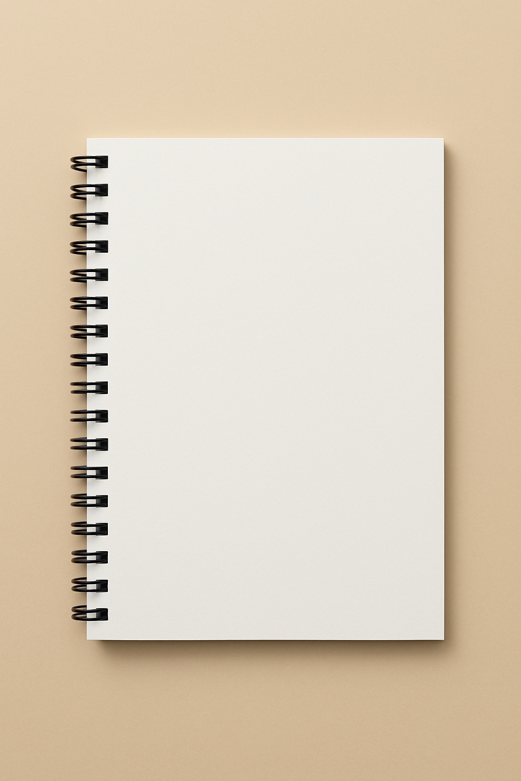 Minimalist Spiral-Bound Notebook Mockup on Beige Background Mockup