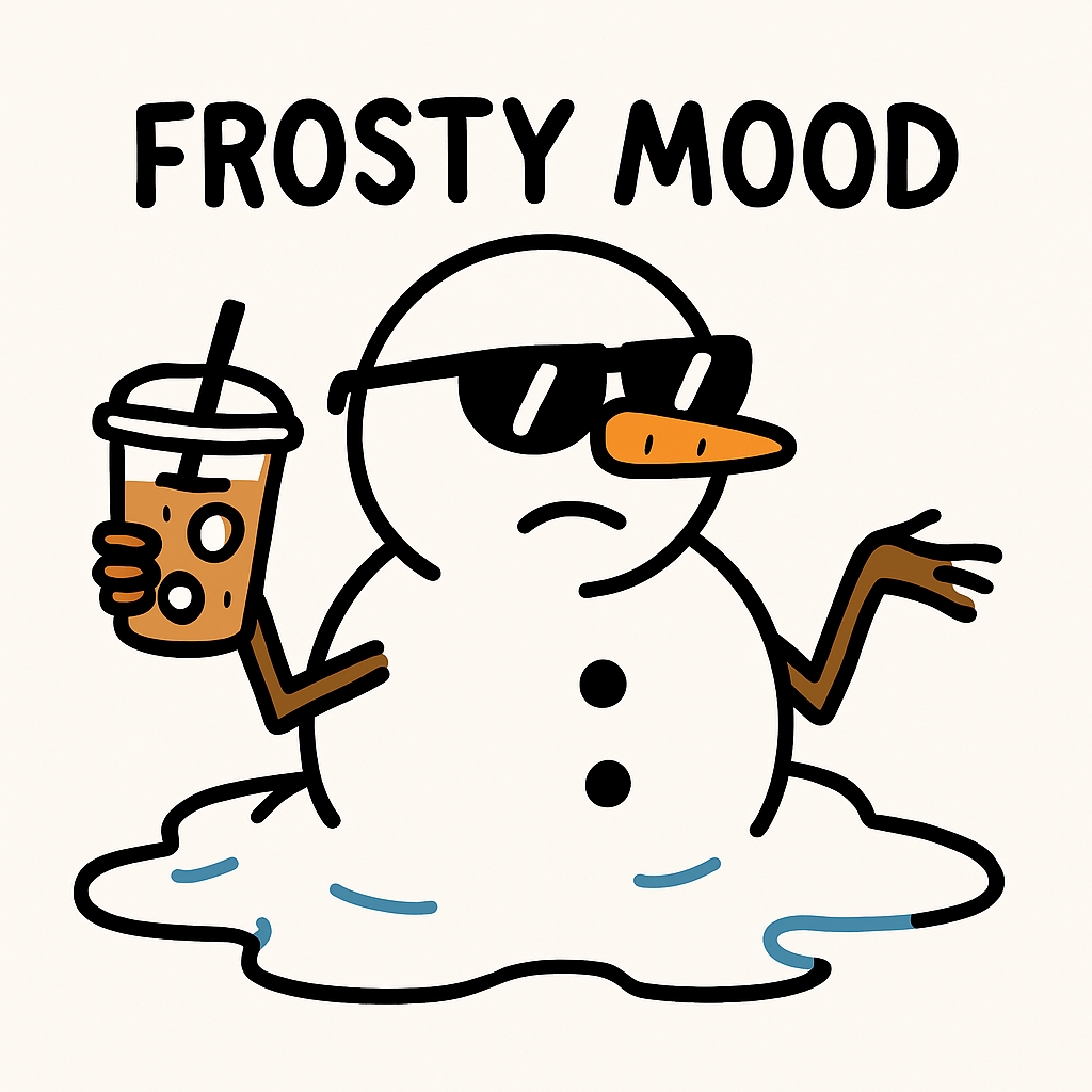 Playful Frosty Mood Cartoon Snowman Illustration Mug