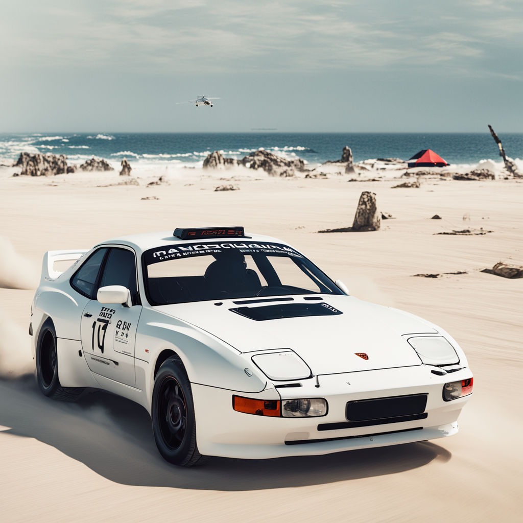 White porsche 944 gts in a dakar beach rally daytona cyberpu... by Papa ...