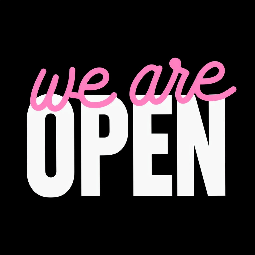 Bold 'We Are OPEN' Graphic Design for Modern Promotions Poster