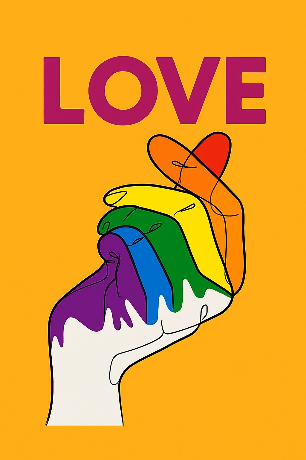 Stylized Hand Forming LOVE with Rainbow Colors T-Shirt