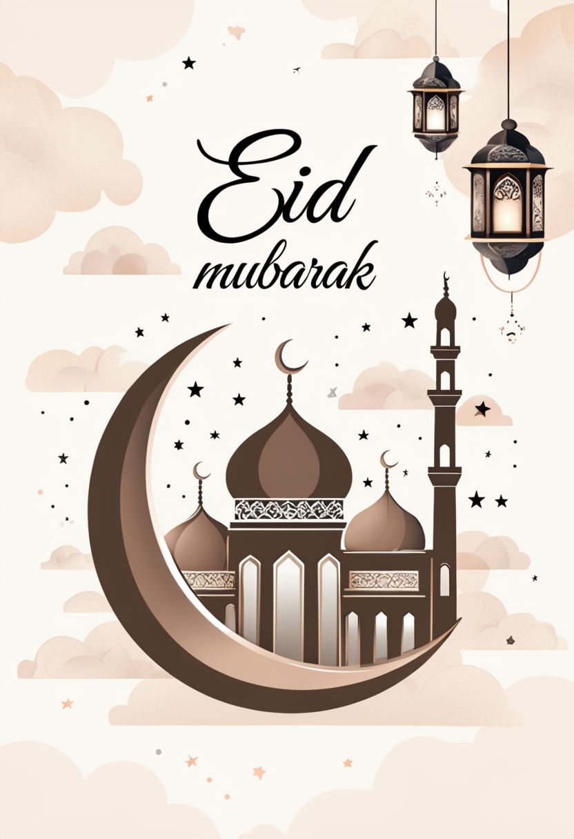 Elegant Minimalist Eid Mubarak Greeting Card Design