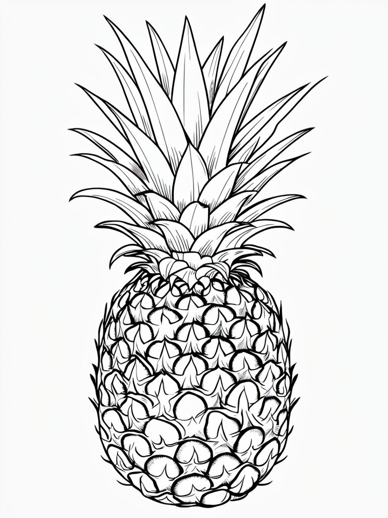 Minimalist Black Line Drawing of a Pineapple Illustration Sticker