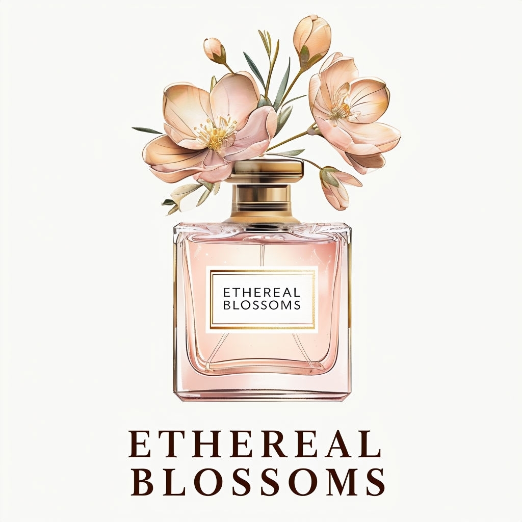 Elegant Ethereal Blossoms Perfume Bottle Illustration Art