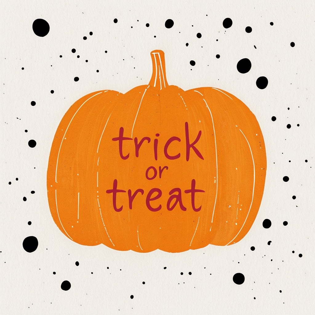 Cheerful Halloween Pumpkin Trick or Treat Illustration Social Media Post