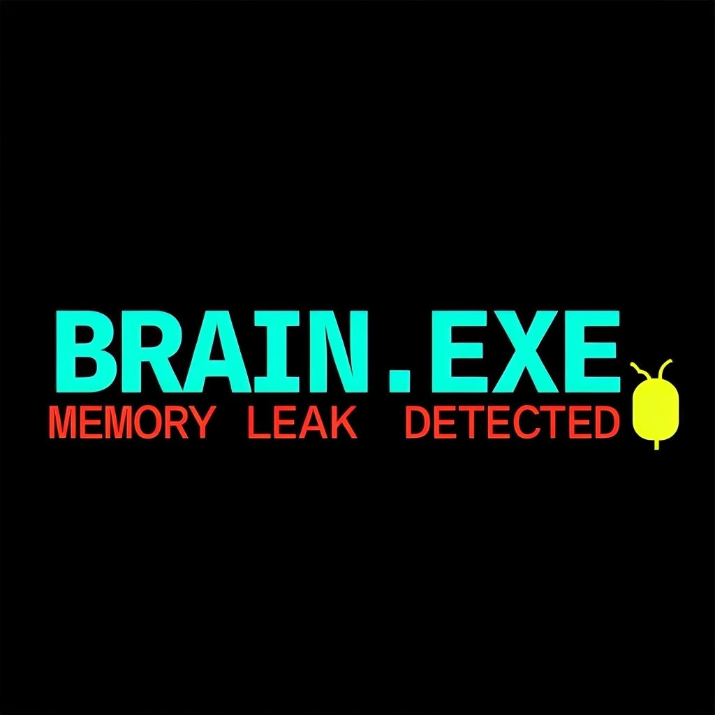 Cyan BRAIN.EXE with Memory Leak Detected Typography T-Shirt