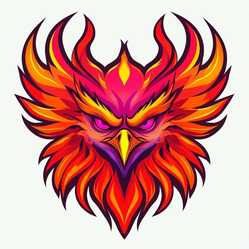 Majestic Phoenix Face Illustration with Vibrant Colors Sticker